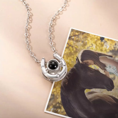 Personalized Horseshoe Projection Necklace