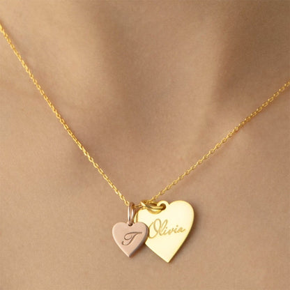 Custom Heart Charm Name Necklace