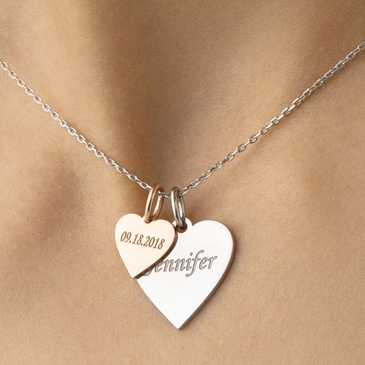 Custom Heart Charm Name Necklace