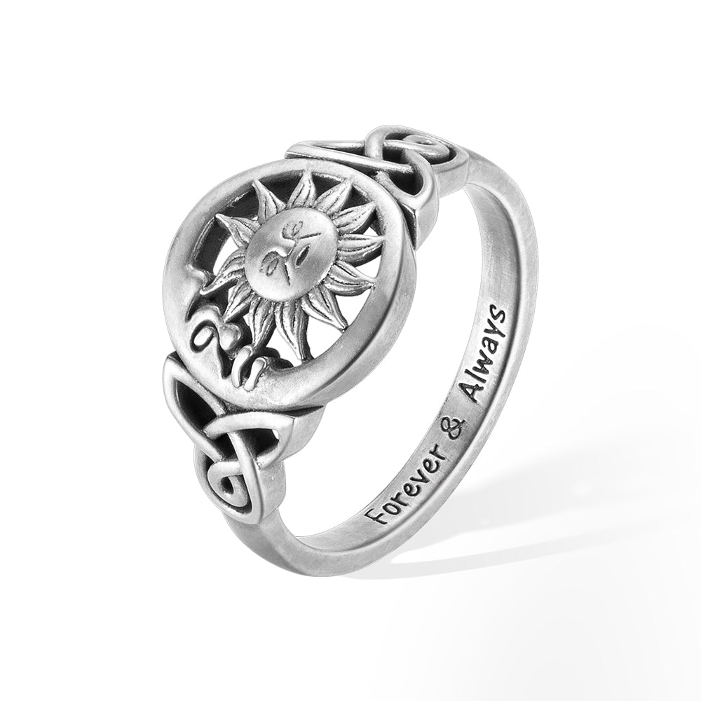 Engraved Celtic Sun & Moon Ring