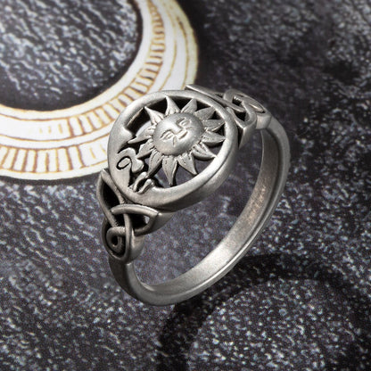 Engraved Celtic Sun & Moon Ring