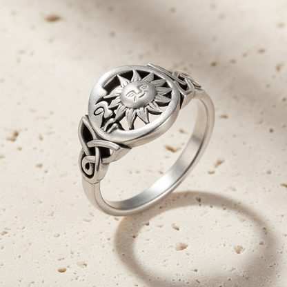 Engraved Celtic Sun & Moon Ring