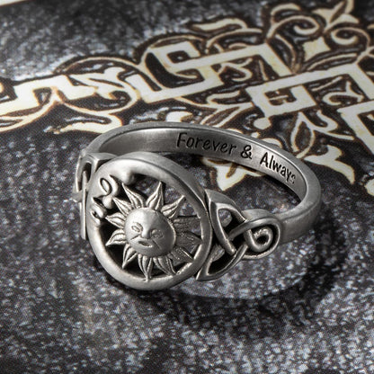 Engraved Celtic Sun & Moon Ring