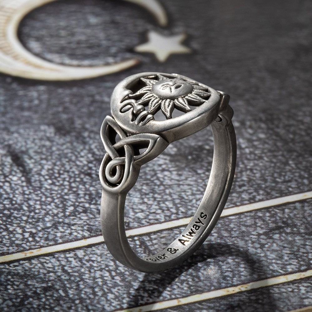 Engraved Celtic Sun & Moon Ring