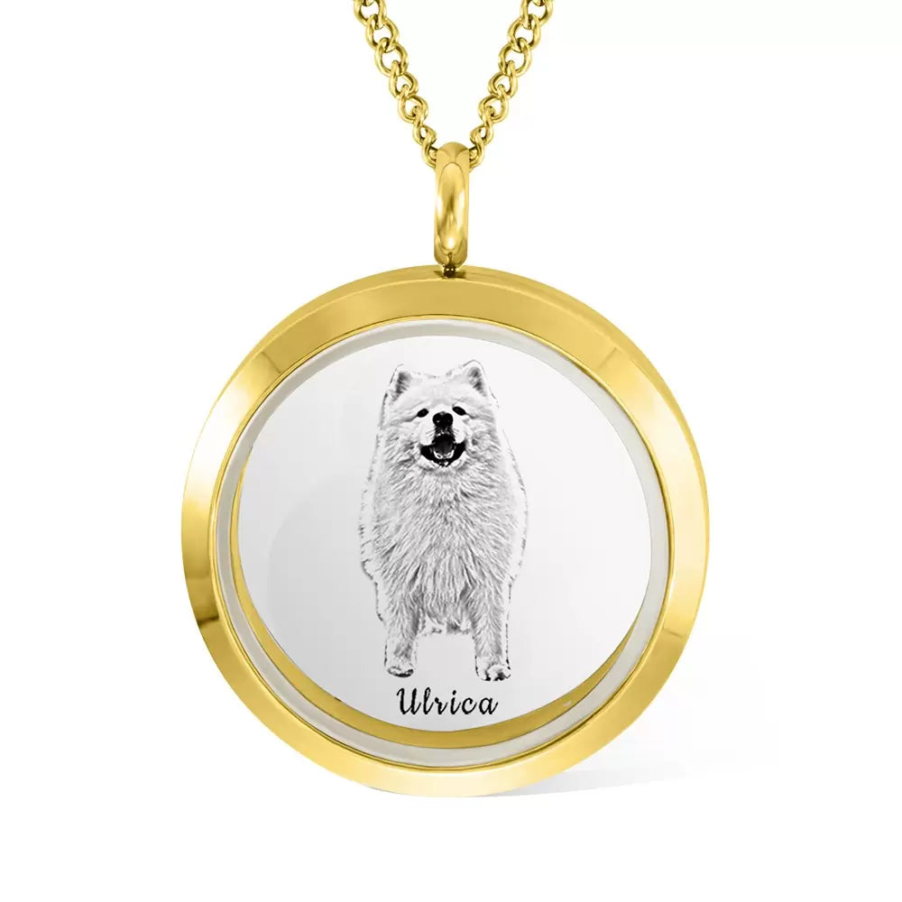 Custom Pet Fur Locket Necklace with Photo & Name