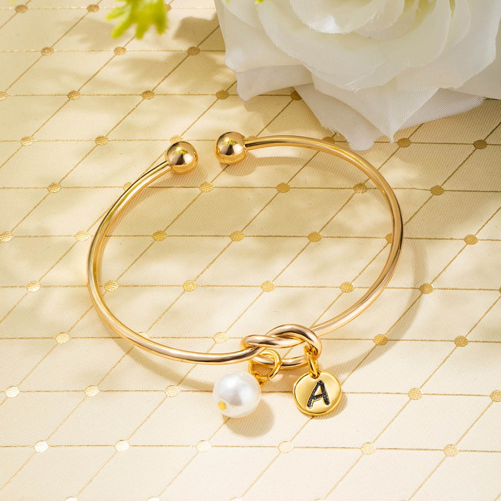 Custom Initial Knot Bangle Bracelet