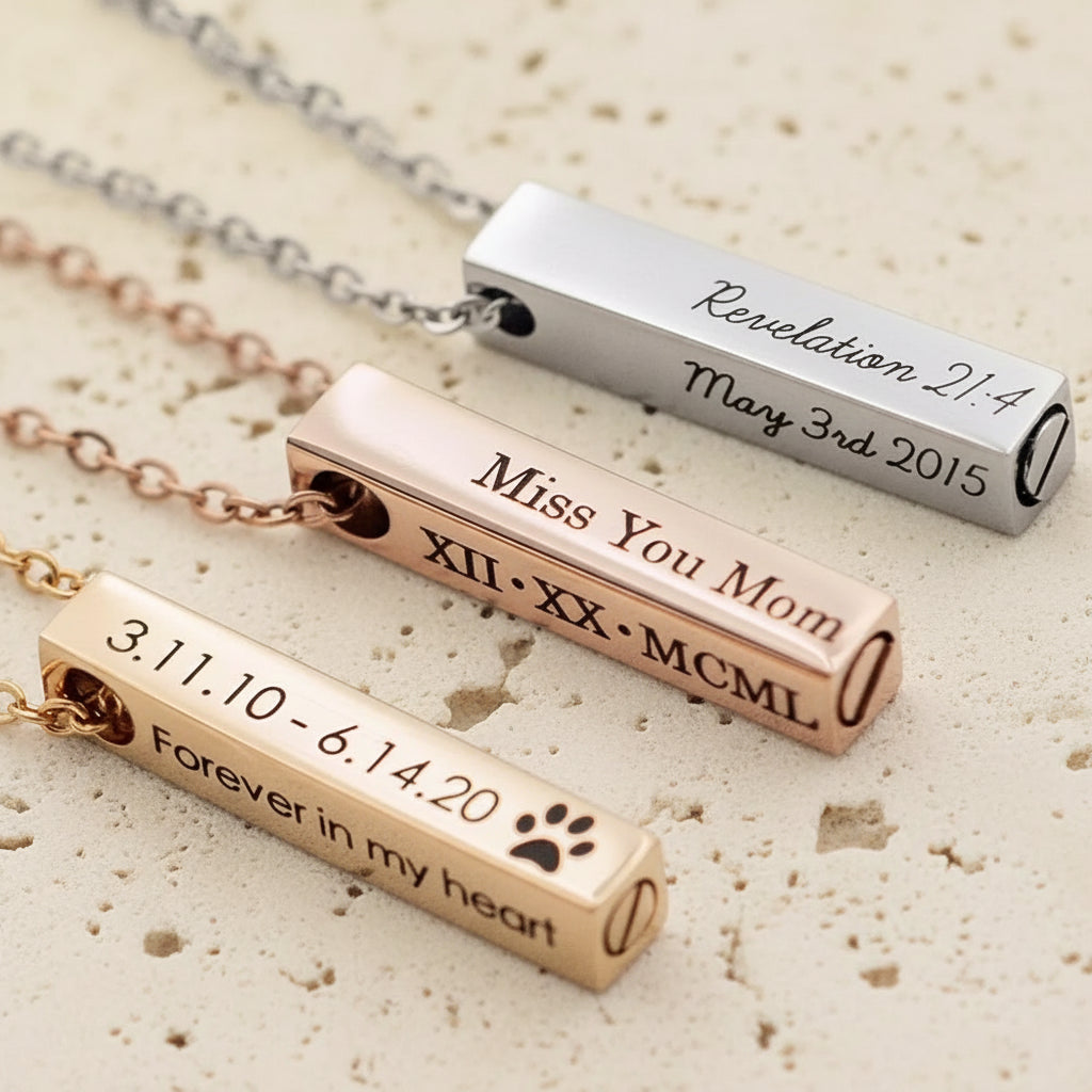 Engraved Bar Urn Necklace