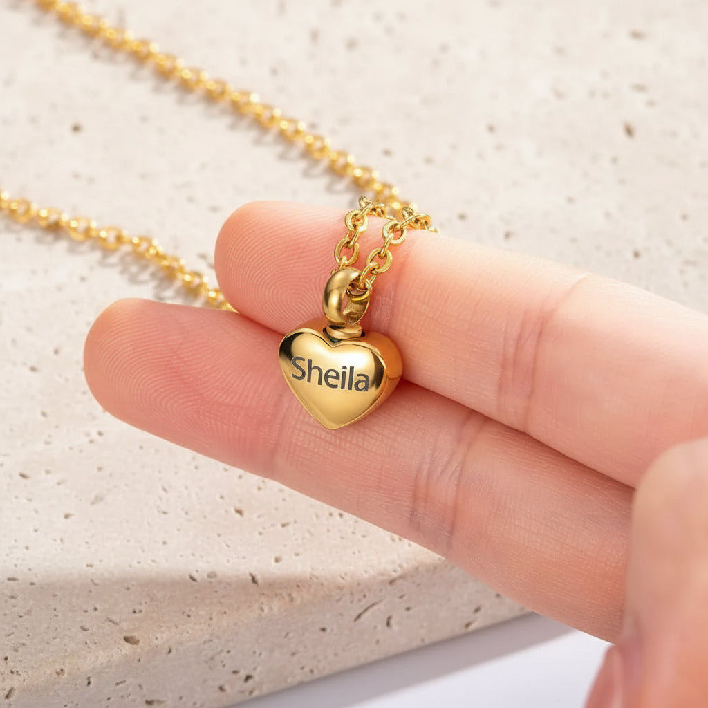 Engraved Heart Name Urn Necklace