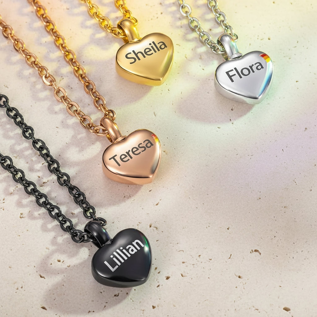 Engraved Heart Name Urn Necklace