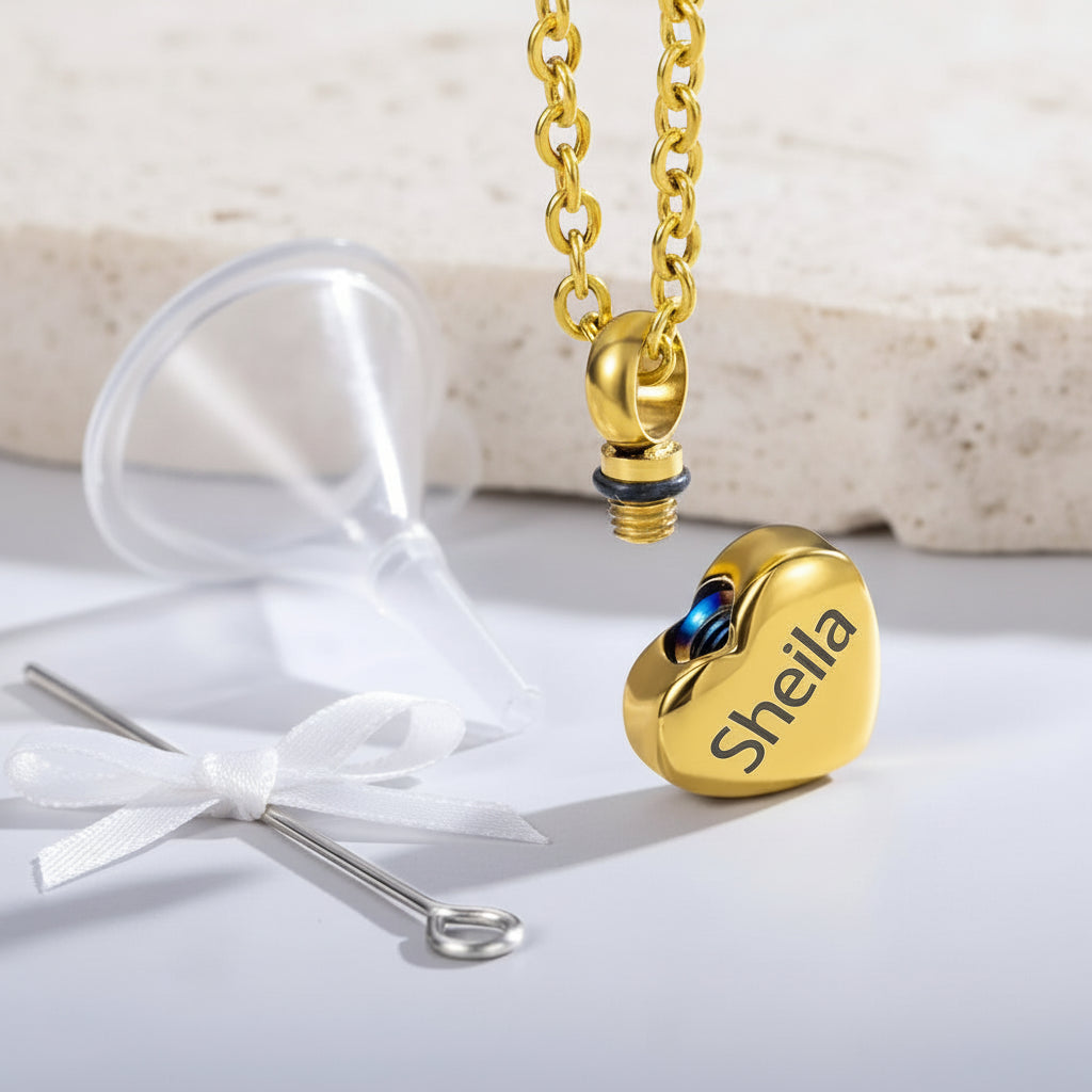 Engraved Heart Name Urn Necklace