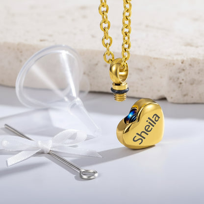 Engraved Heart Name Urn Necklace