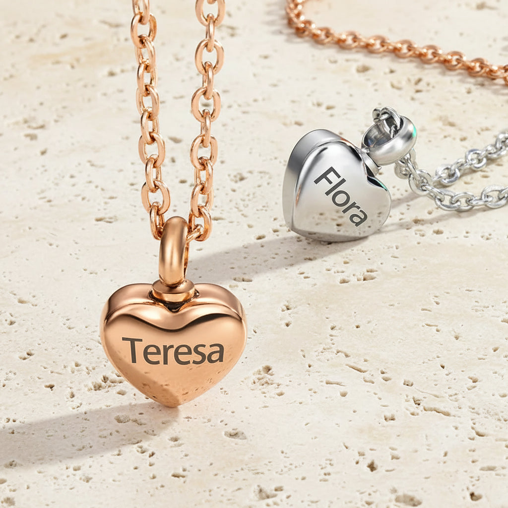 Engraved Heart Name Urn Necklace