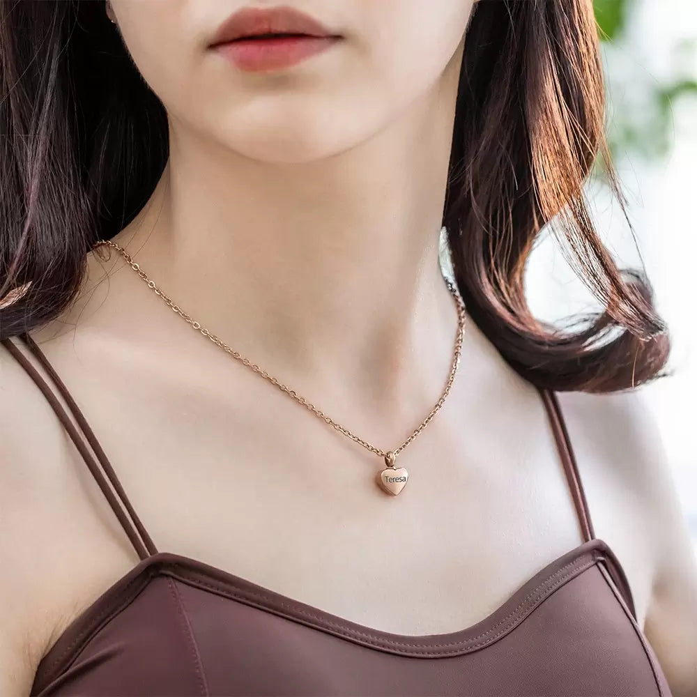Engraved Heart Name Urn Necklace