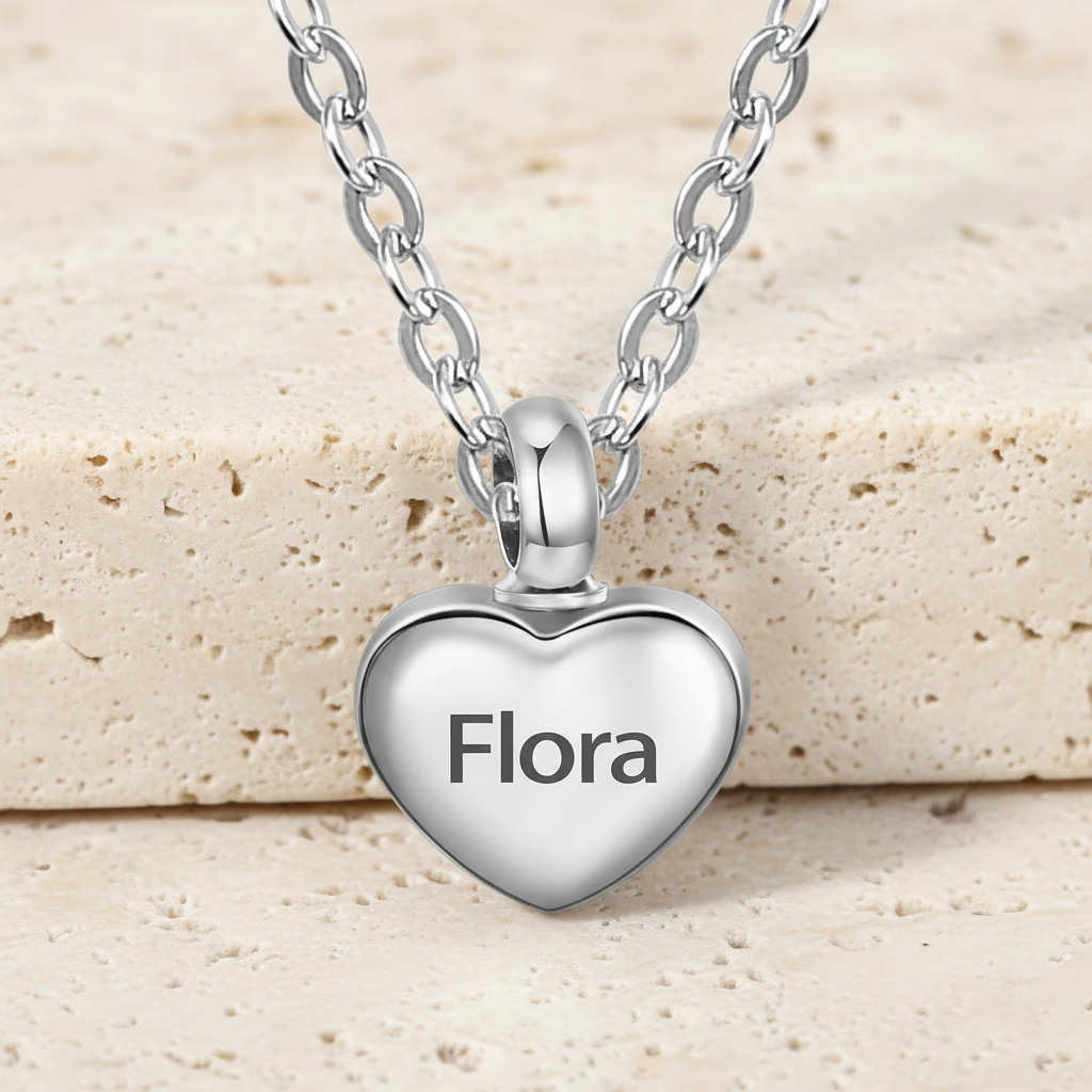 Engraved Heart Name Urn Necklace