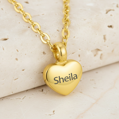 Engraved Heart Name Urn Necklace