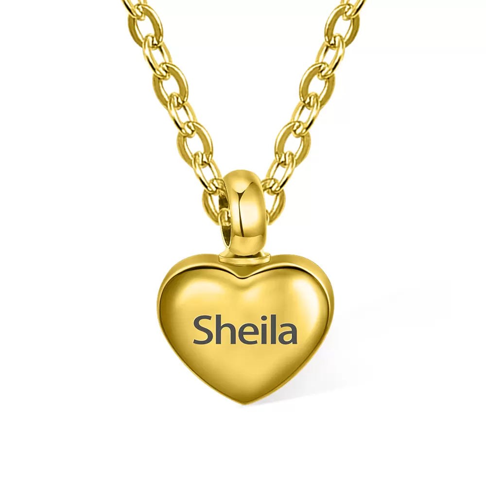 Engraved Heart Name Urn Necklace