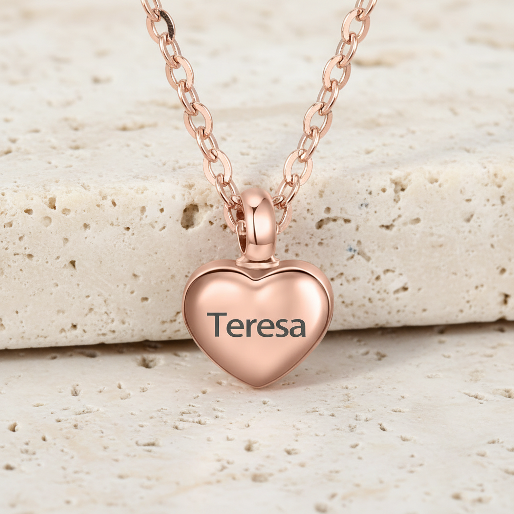 Engraved Heart Name Urn Necklace