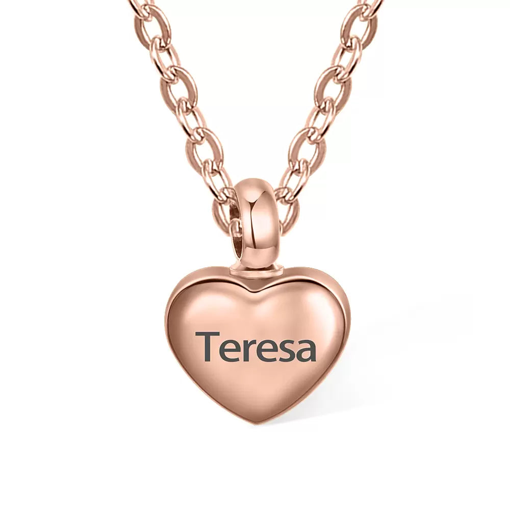 Engraved Heart Name Urn Necklace