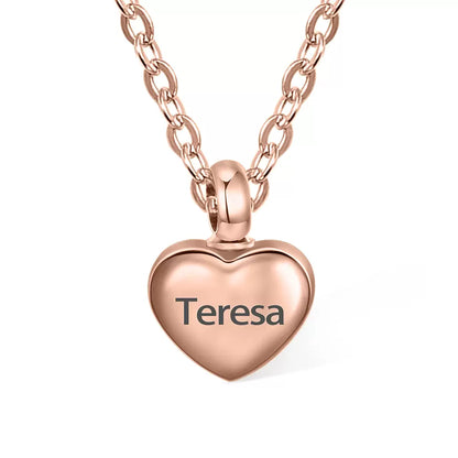 Engraved Heart Name Urn Necklace