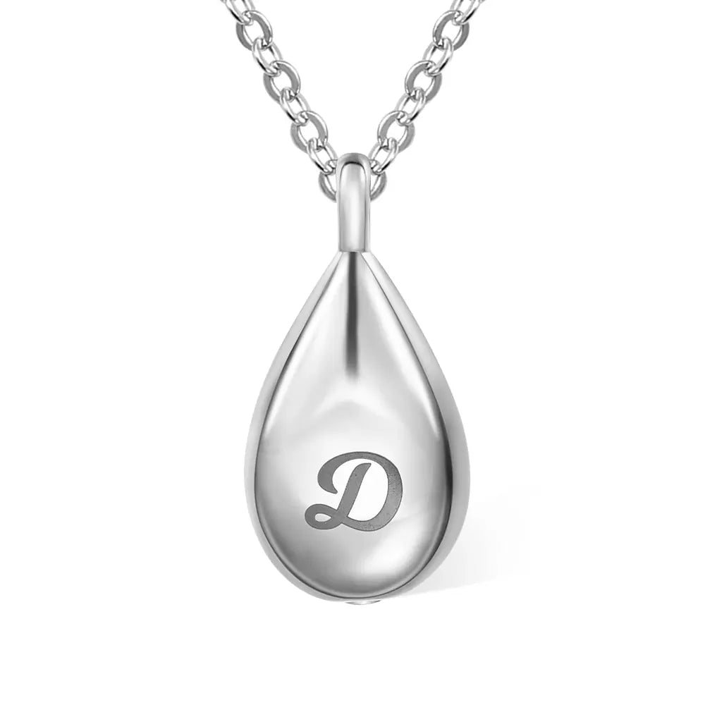 Engraved Teardrop Urn Necklace