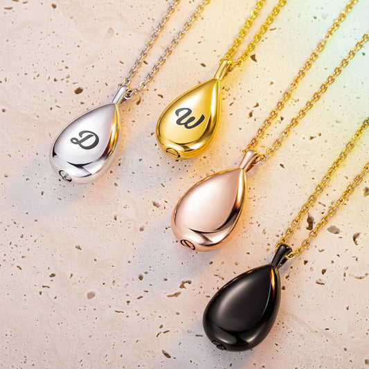 Engraved Teardrop Urn Necklace