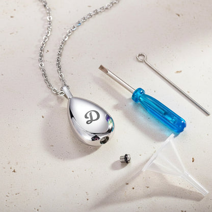 Engraved Teardrop Urn Necklace