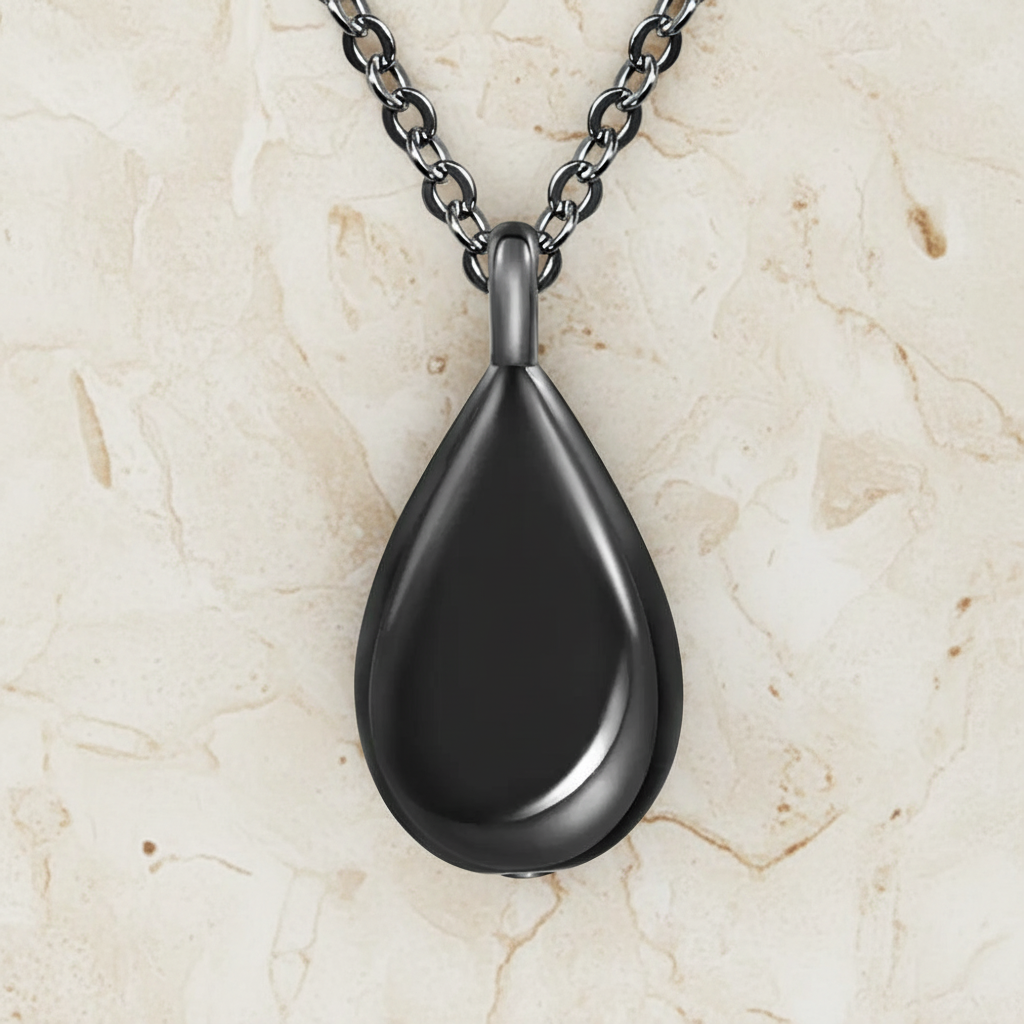 Engraved Teardrop Urn Necklace