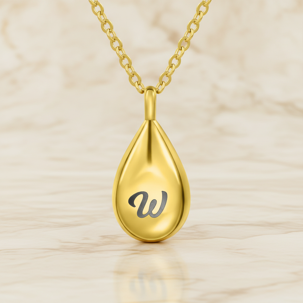 Engraved Teardrop Urn Necklace