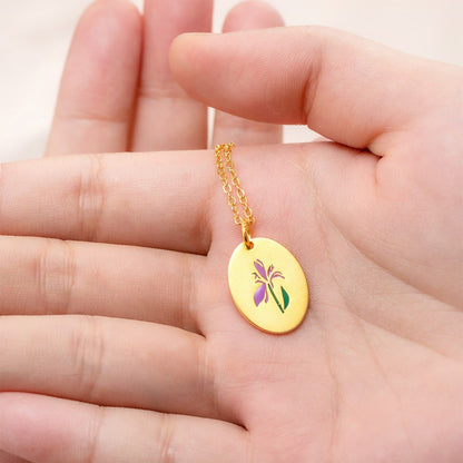 Dainty Birth Flower Necklace with Name