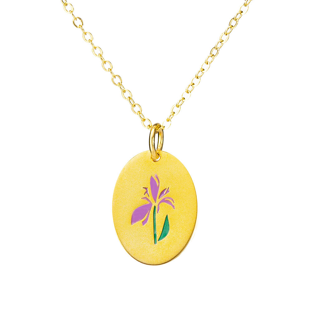 Dainty Birth Flower Necklace with Name