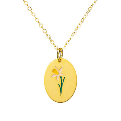 Dainty Birth Flower Necklace with Name