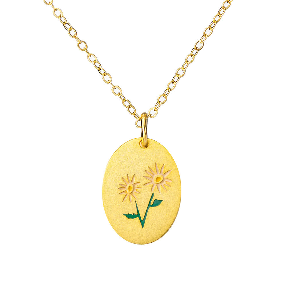 Dainty Birth Flower Necklace with Name