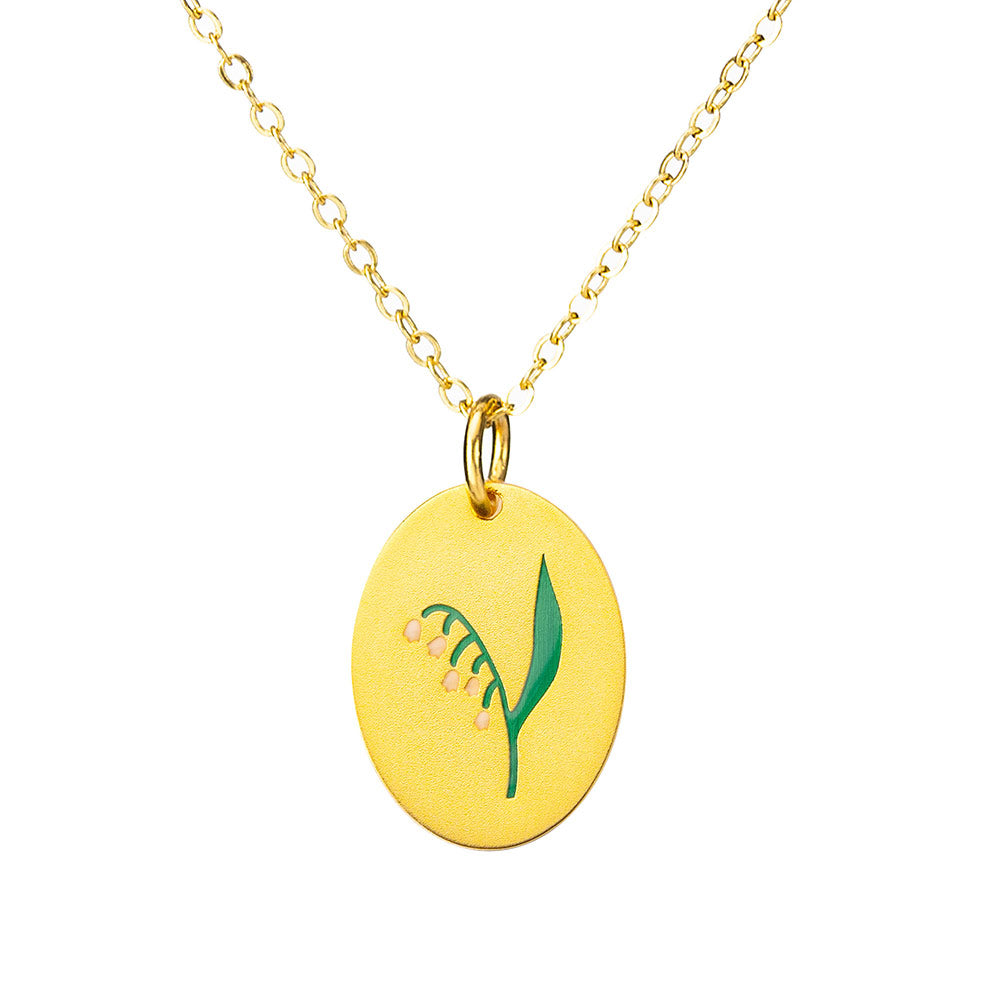 Dainty Birth Flower Necklace with Name