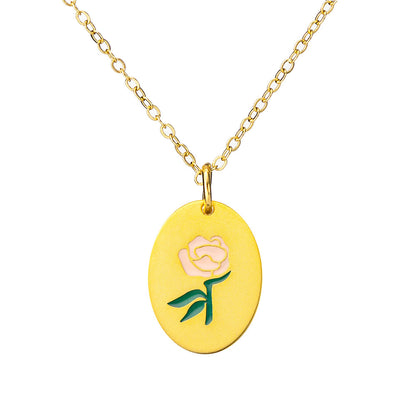 Dainty Birth Flower Necklace with Name