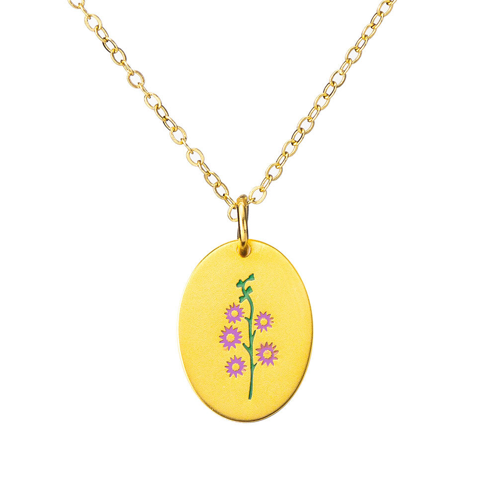 Dainty Birth Flower Necklace with Name