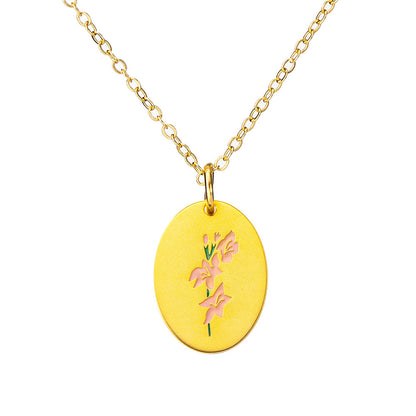 Dainty Birth Flower Necklace with Name