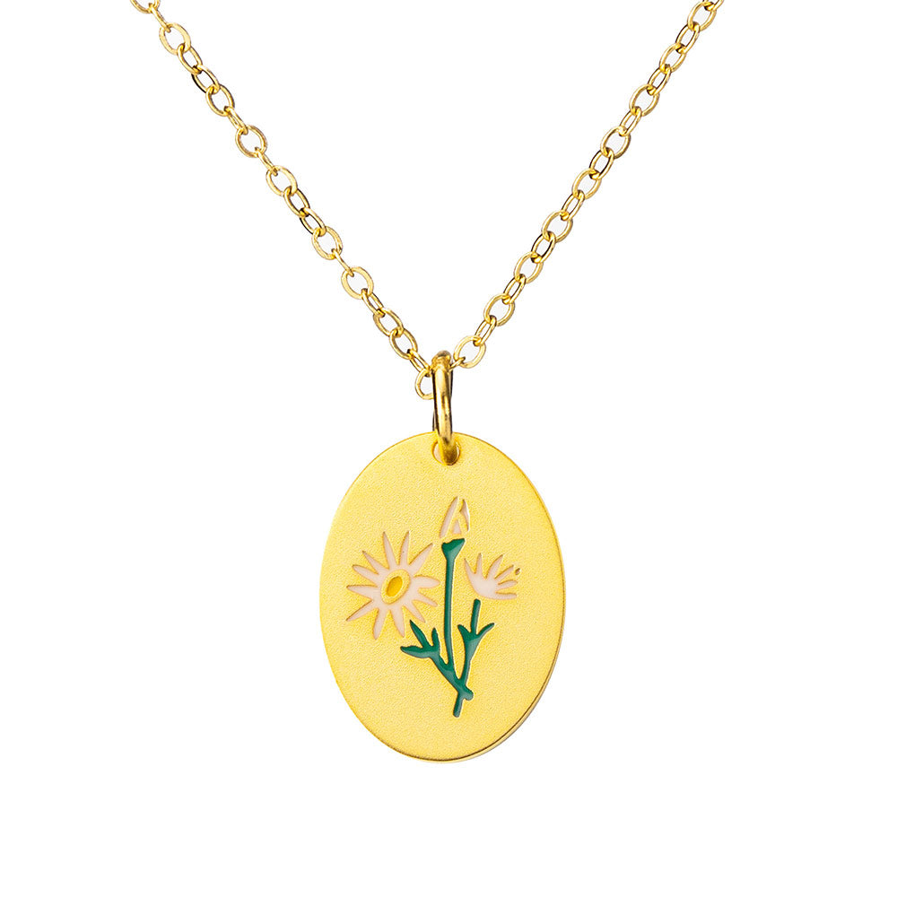 Dainty Birth Flower Necklace with Name