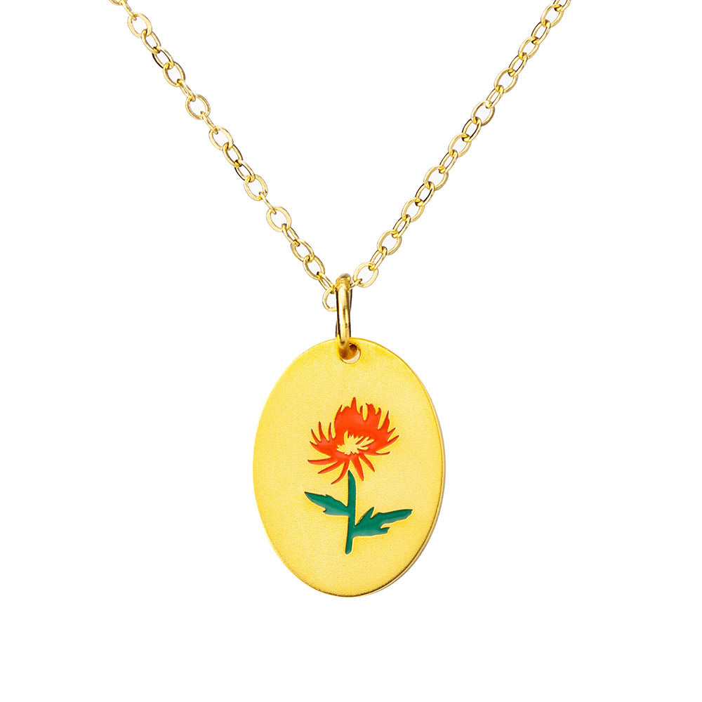 Dainty Birth Flower Necklace with Name