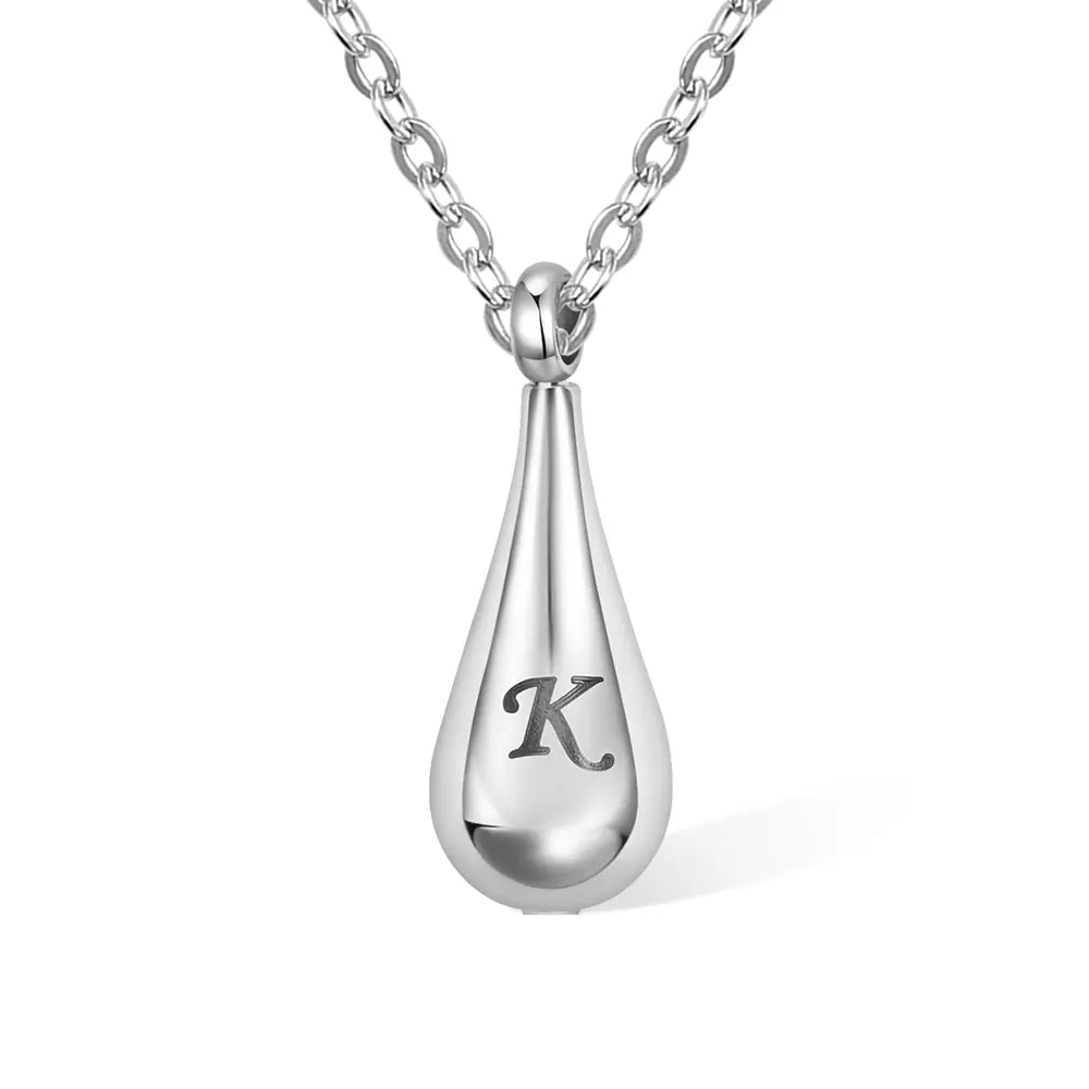 Teardrop Initial Letter Urn Necklace
