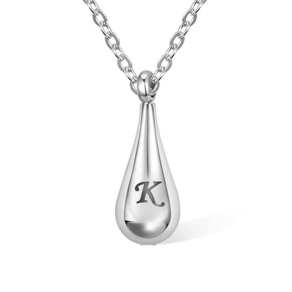 Teardrop Initial Letter Urn Necklace