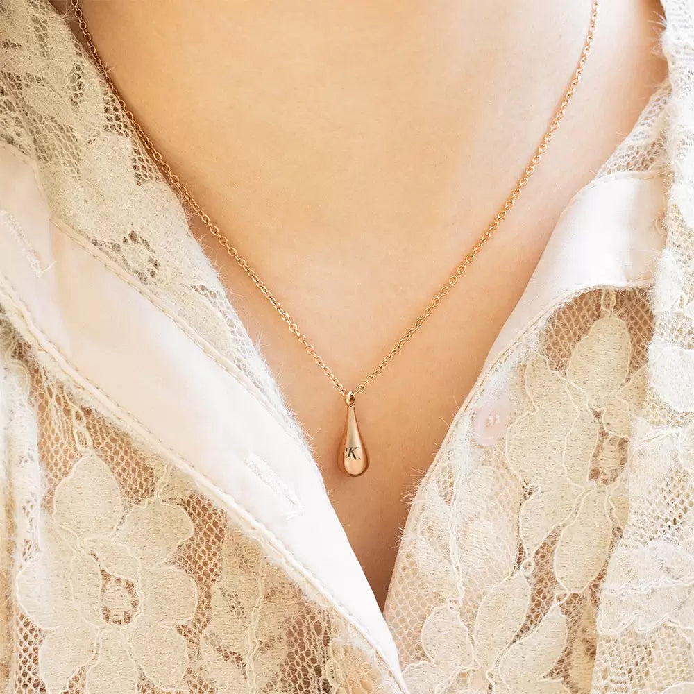Teardrop Initial Letter Urn Necklace