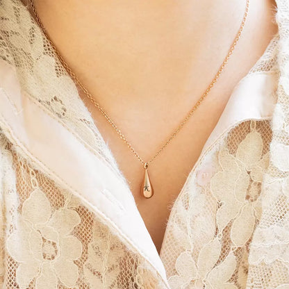 Teardrop Initial Letter Urn Necklace