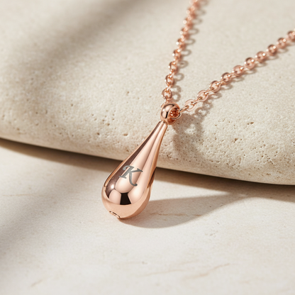 Teardrop Initial Letter Urn Necklace