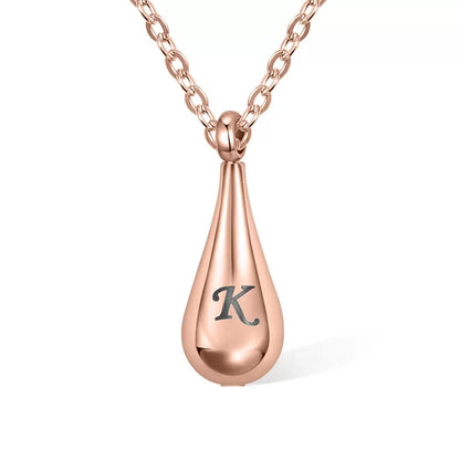 Teardrop Initial Letter Urn Necklace