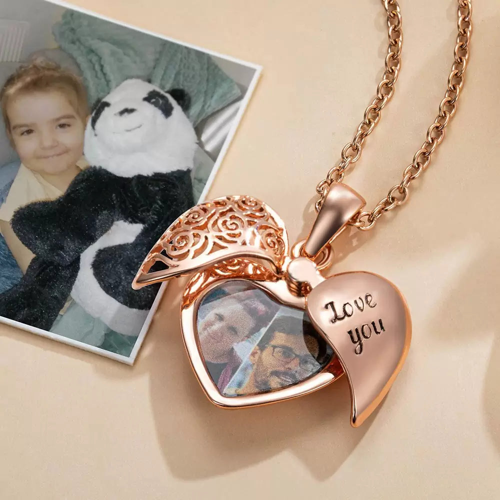 Custom Vintage Heart Locket Photo Necklace