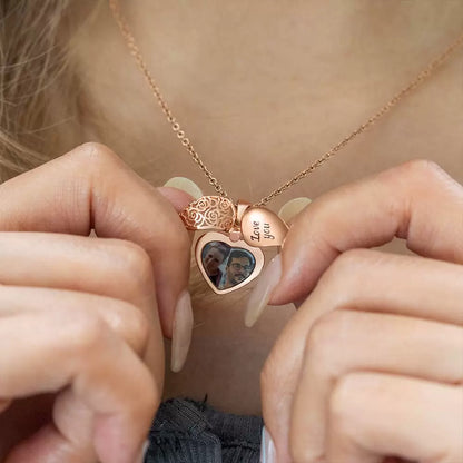 Custom Vintage Heart Locket Photo Necklace