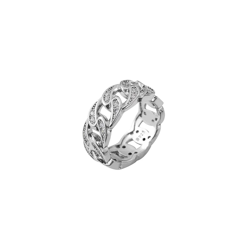 Cuban Link Crystal Chain Ring