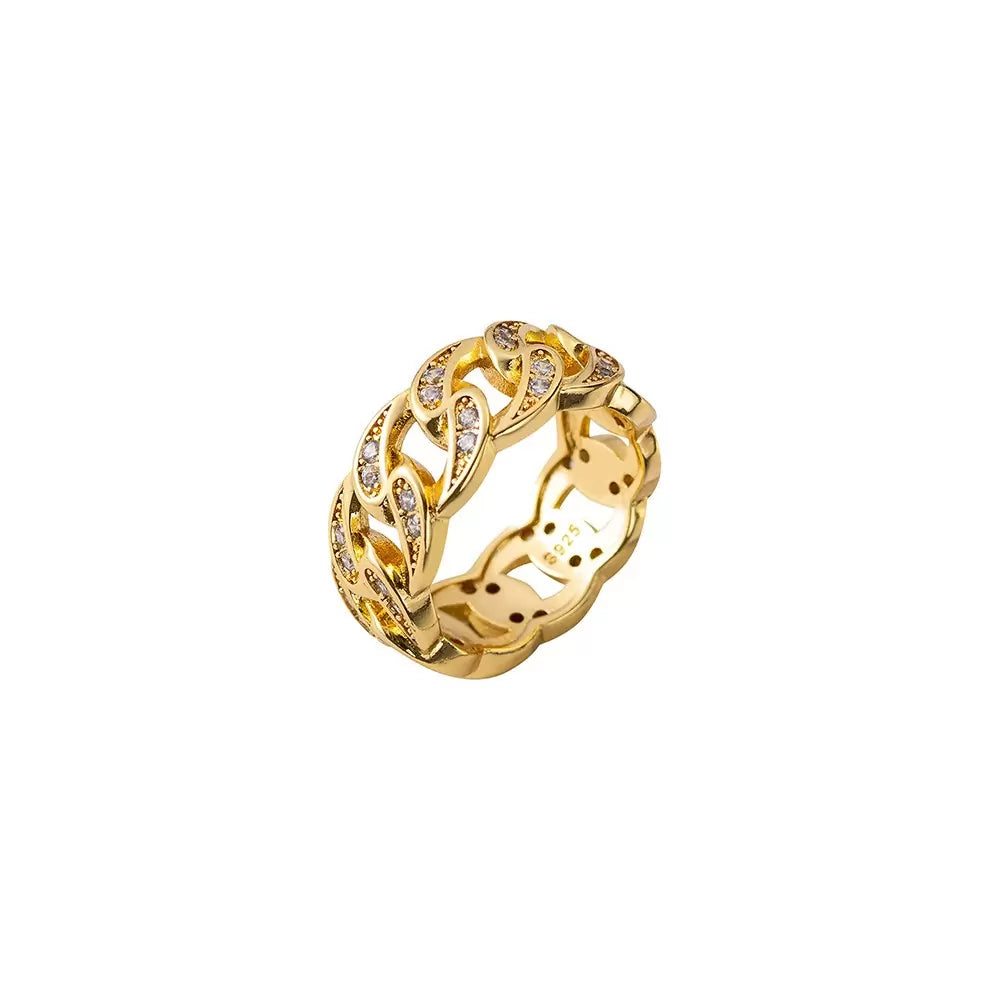 Cuban Link Crystal Chain Ring