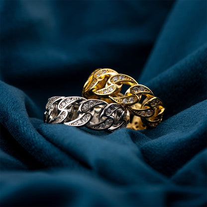 Cuban Link Crystal Chain Ring
