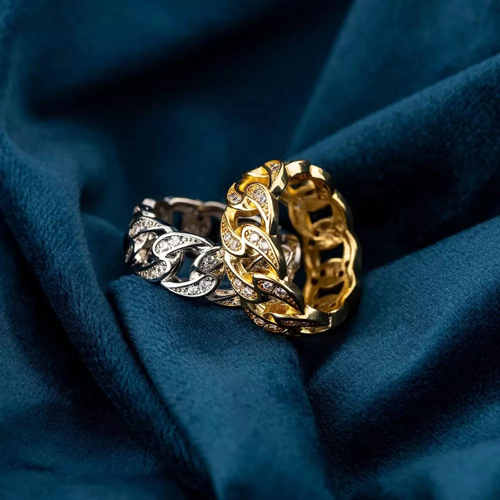 Cuban Link Crystal Chain Ring
